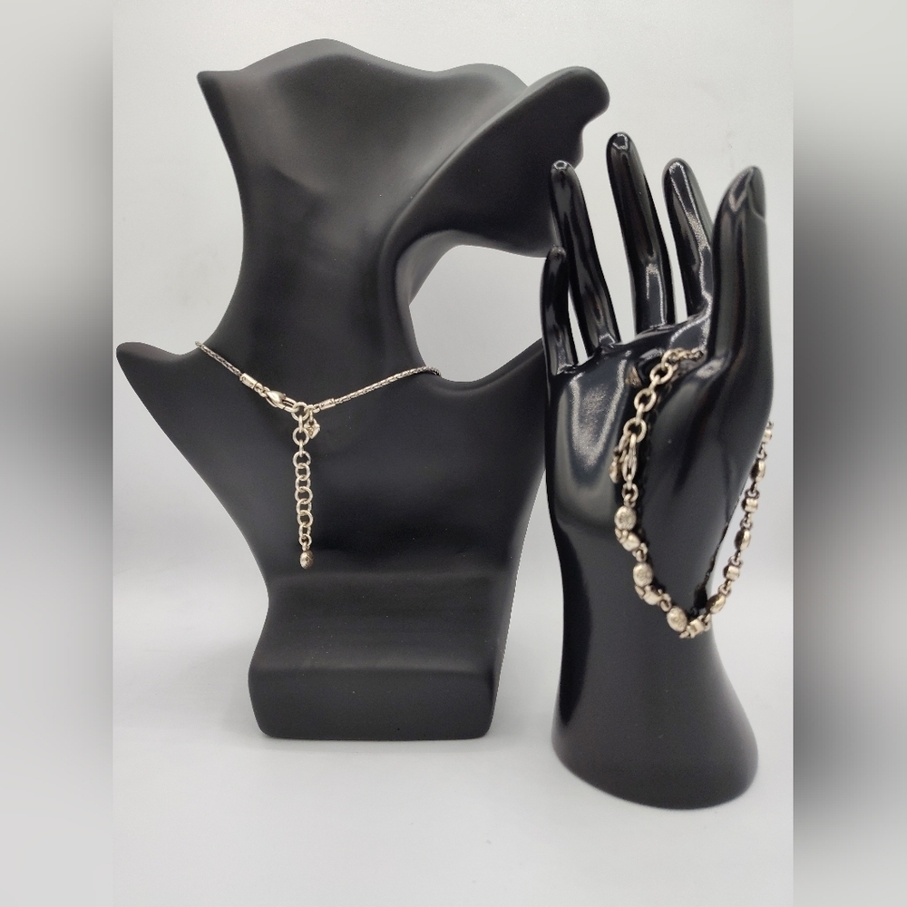 RETIRED VINTAGE Brighton Rigoletto Silvertone And Black Crystal Set - Picture 5 of 6